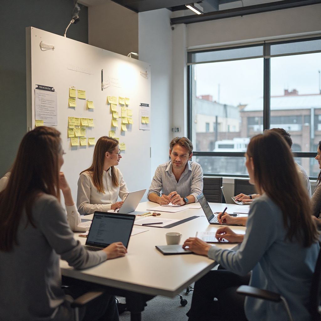 Sesión de estrategia con equipo directivo